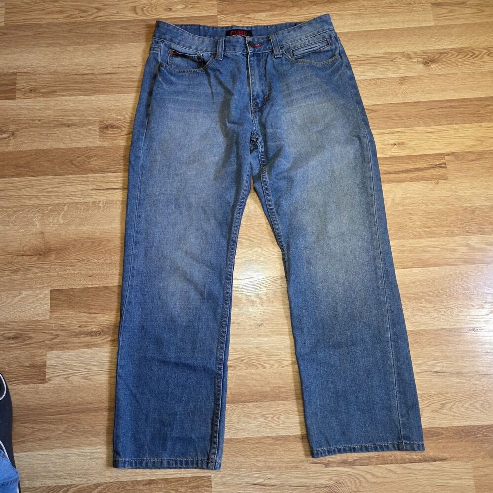 Fubu Mens Denim Blue Jeans Size 34x30  Straight Leg Fubu The Collection